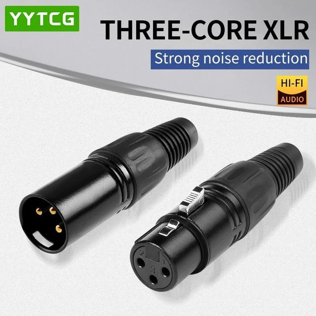 YYTCG 3-poliger XLR-Stecker und XLR-Buchse Set für Mikrofon-Snake-Kabel, Schwarz, 2 Stück - Bild 1