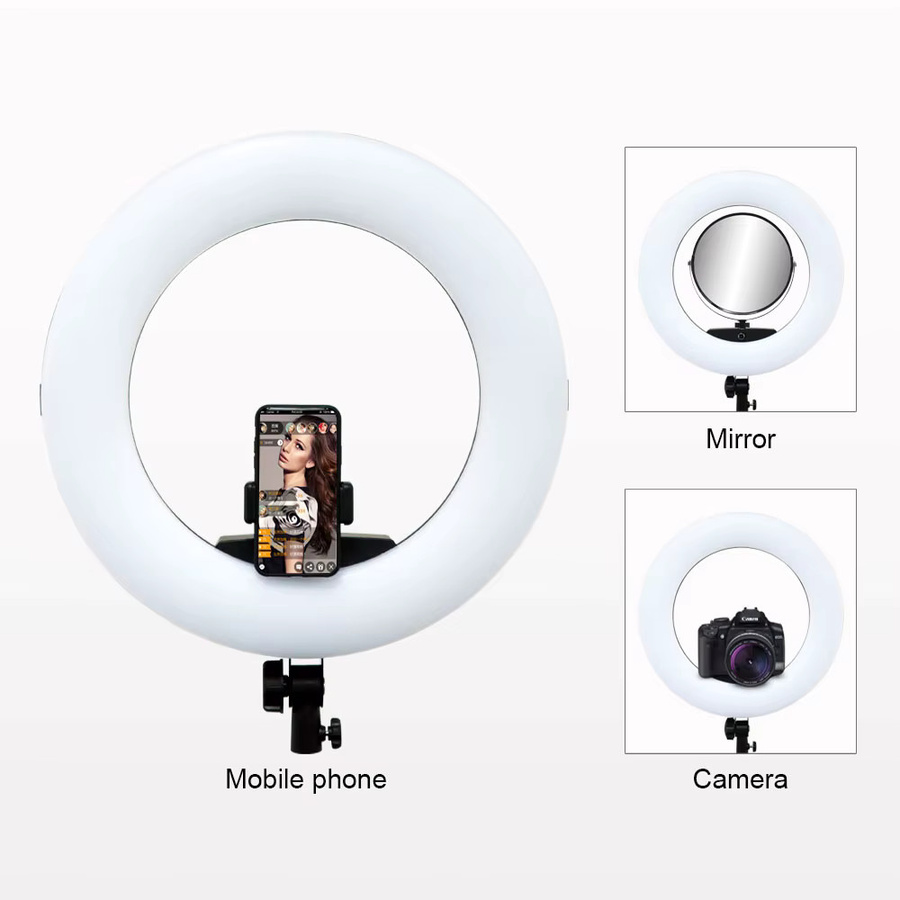 Yidoblo FE480 18-Zoll Ringlicht mit Stativ und Fernbedienung, 96 W LED Videolampe in Schwarz, zweifarbiges Fotostudio für Make-up und Schönheitssalon - Bild 2