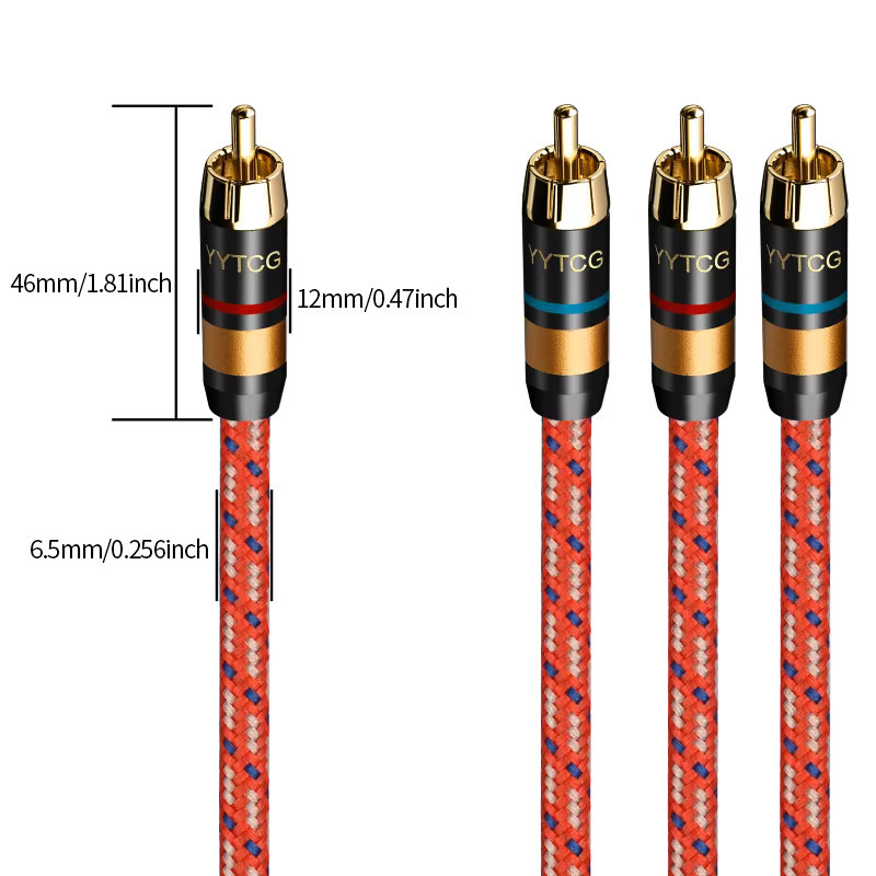 YYTCG RCA-Audiokabel mit doppeltem Lotuskopf für Leistungsverstärker, Röhrenverstärker und CD-Player - Bild 2