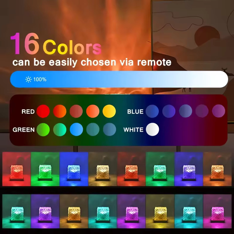 Pzsunly RGB 16-Farben Ozeanwellen und Aurora Projektions-Nachtlampe mit Fernbedienung, wiederaufladbare Tischlampe in Multicolor für dein Schlafzimmer und zur Dekoration - Bild 4