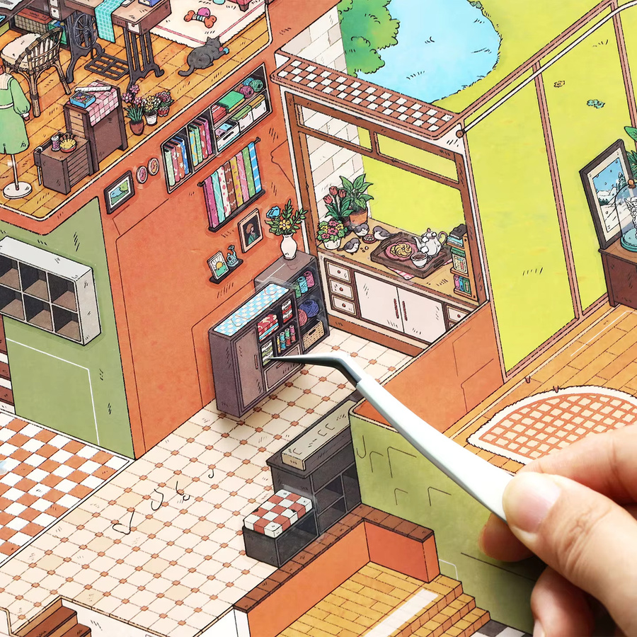 JIANQI Kawaii Apartment Building 3D Underground Exploration Landscape Sticker DIY Pocket Cabin Scene Sticker Scrapbook-Zubehör in Multicolour - Bild 4