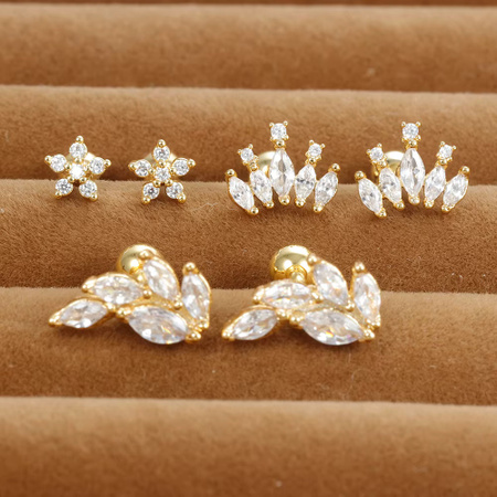 Yuedane Ohrringe, Edelstahl, Gold, Zirkonia, Damen
