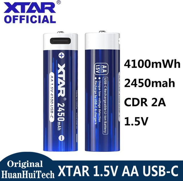 XTAR AA USB-C Li-Ionen-Akku 2450mAh 4100mWh Blau mit hoher Entladungsleistung und intelligentem Sicherheitsschutz - Bild 1