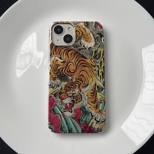 Handyhülle mit orientalischem Tiger-Muster für Apple iPhone 11 bis 17 Pro Max Plus, Multicolor - Bild 1