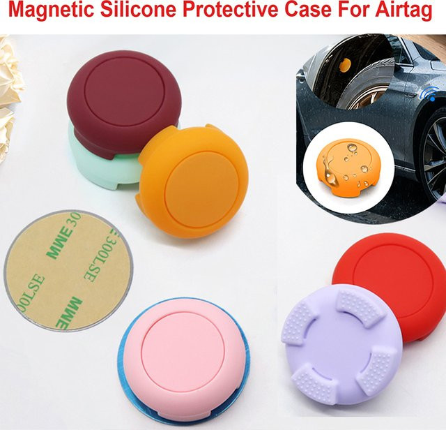 Magnetische Silikon-Schutzhülle für Apple AirTag in Schwarz, wasserdichte GPS-Tracker-Halterung für Auto, Fahrrad und Motorrad - Bild 1