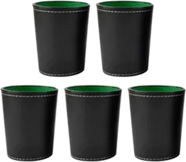CosyHome Würfelbecher-Set, 5-teiliges Set, PU-Leder, Schwarz - Bild 1