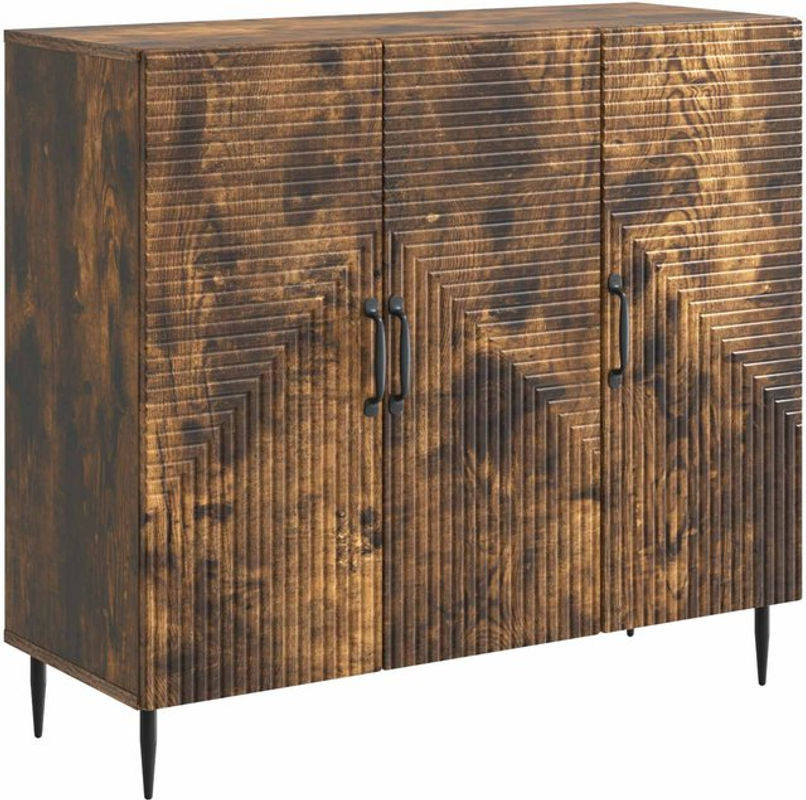 Sideboard vidaXL aus Holzwerkstoff in Geräuchert Eiche, Braun/Grau, B/T/H: 89 x 34,5 x 80 cm - Bild 1