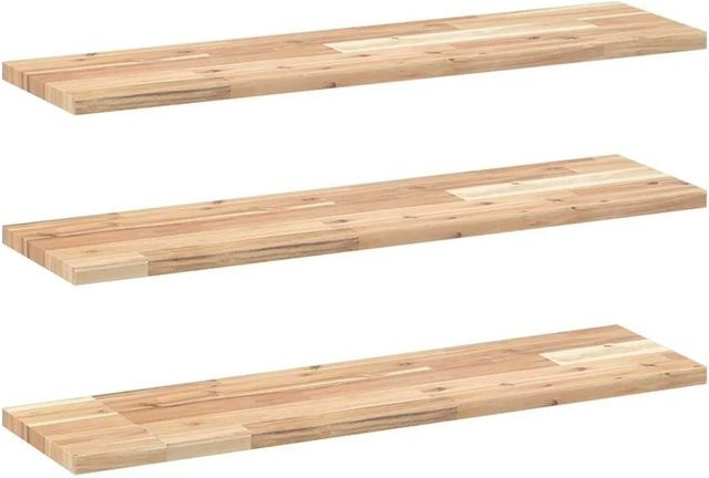 vidaXL Schweberegale Set aus 3 Stück aus Massivholz Akazie, Unbehandelt, Braun, B/T/H: 80 x 20 x 2 cm - Bild 1