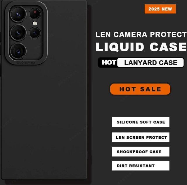 Flüssigsilikon Handyhülle mit Lanyard für Samsung Galaxy S25 S24 S23 S22 Ultra Plus A55 A54 A53 A52 5G in Schwarz - Bild 1