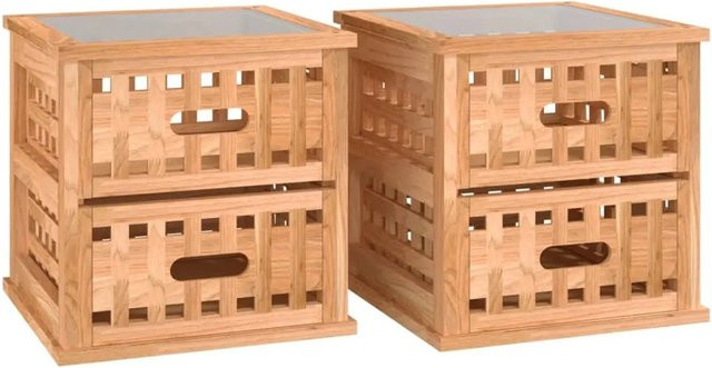 vidaXL Nachttische Set aus massivem Walnussholz, Braun, B/T/H: 34 x 34 x 34 cm - Bild 1