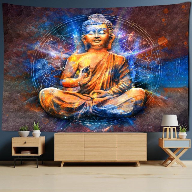 Binchi Outdoor Equipment Wandteppich Buddha Bohemian Psychedelic Druck, mehrfarbig, B: 95 cm, H: 70 cm - Bild 1