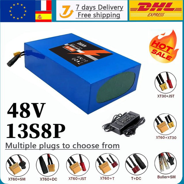 Lithium-Akku 48V 100Ah 13S8P für Citycoco Motorroller mit integriertem 50A BMS in Blau - Bild 1