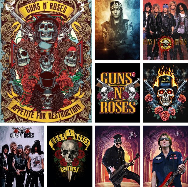 Guns N' Roses Diamantmalerei Kit DIY 5D Stickerei Mosaik Kunst Set von KAYOU in Multicolour, Breite: 30,0 cm, Höhe: 20,0 cm - Bild 1