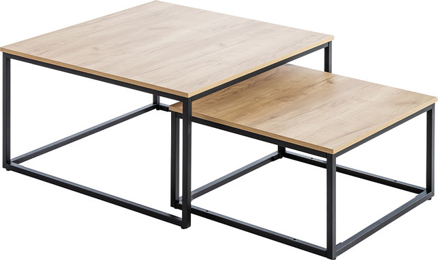 Better Home Couchtisch-Set modern in Braun und Schwarz mit Stahlrahmen und Spanplatte - Bild 1