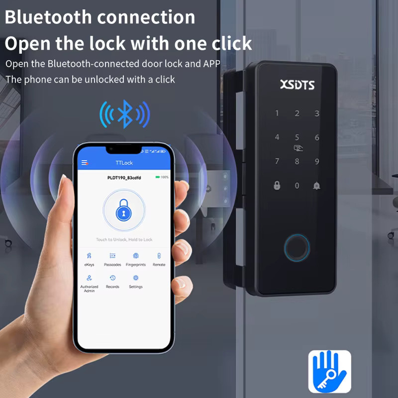 TT-Lock Intelligentes Glastürschloss mit Bluetooth, biometrischem Fingerabdruck, Passwort und Karte, elektronisches digitales Schloss für Büro und Geschäftsabteilungen von XSDTS - Bild 4