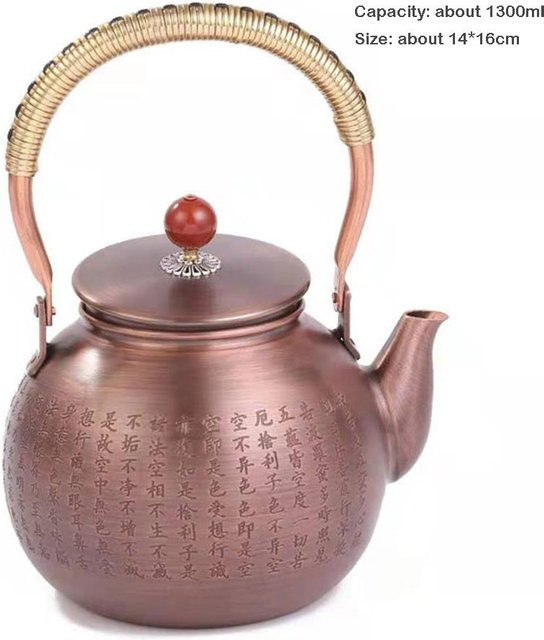 Handgefertigter Retro-Wasserkocher aus Rotkupfer von Yiran Furniture, unbeschichtete Teekanne in Braun, 1,2 l - Bild 1
