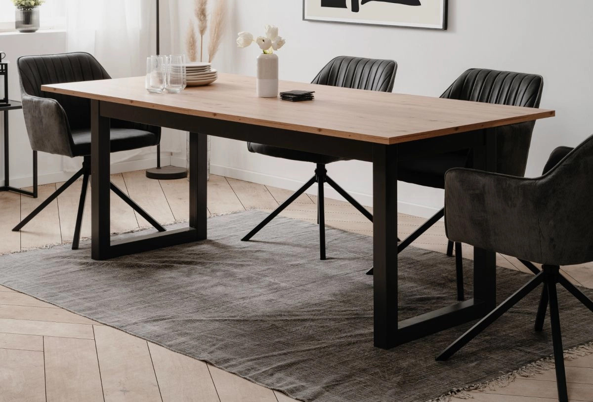 Furn.Design Esstisch Malta Industrial aus Eiche und Anthrazit ausziehbar B: 200-240 cm, T: 90 cm, H: 75 cm - Bild 1