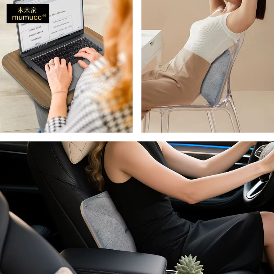 MUMUCC Laptop-Schreibtisch aus Holz mit Lendenwirbelstütze, abnehmbarer Tischplatte und Schaumstoffkissen - Bild 3