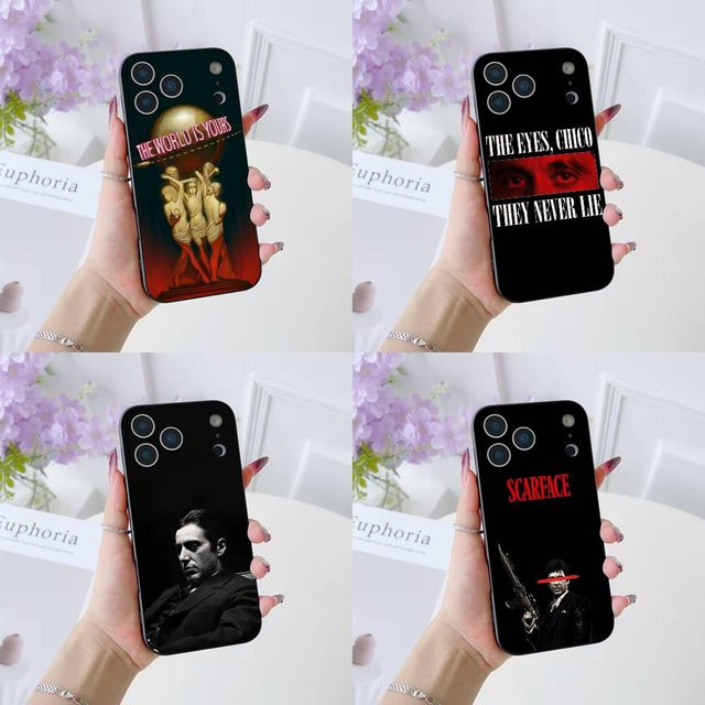 S-Scarface 1983 Handyhülle aus weichem Silikon für iPhone 11 bis iPhone 17 Pro Max Plus Air Mini in Schwarz - Bild 1