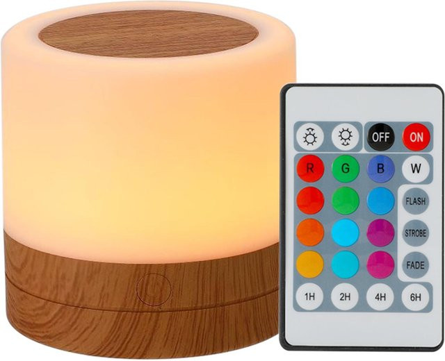 TOMTOP JMS RGB LED Nachtlicht in Weiß mit Fernbedienung und Touch-Funktion für Schlafzimmer und Kinderzimmer, USB-Betrieb - Bild 1