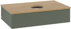 V&B Waschtischunterschrank Antao mit Frontstruktur in Eiche Honig und Grau-Grün, B/T/H: 80 x 50 x 19 cm - Bild 1