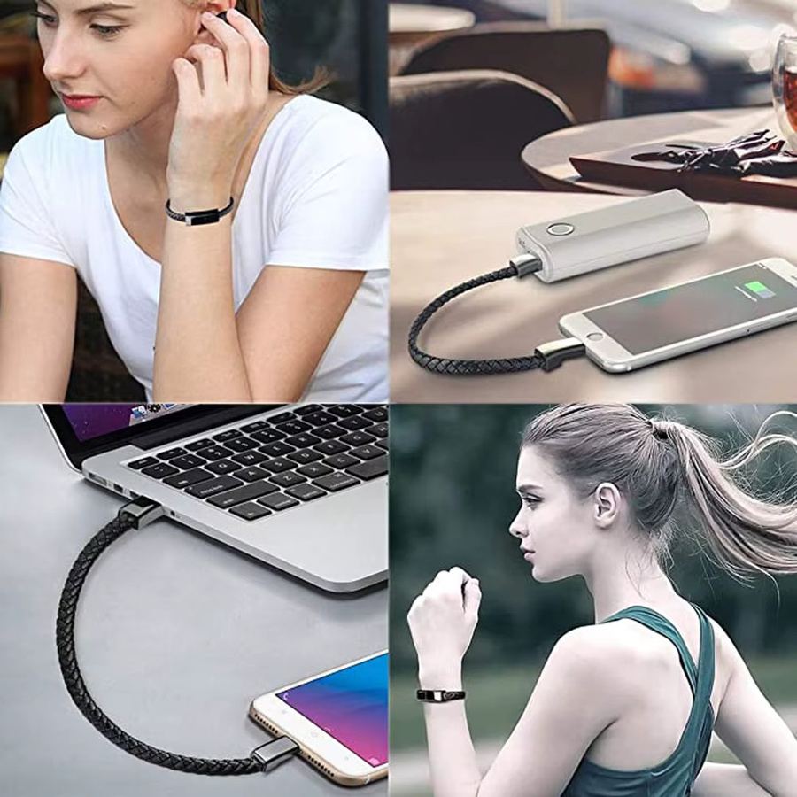 ILEPO USB C auf USB C Armbandkabel PD60W Schnellladekabel für iPhone 15 14 Samsung Huawei Xiaomi in Schwarz - Bild 4