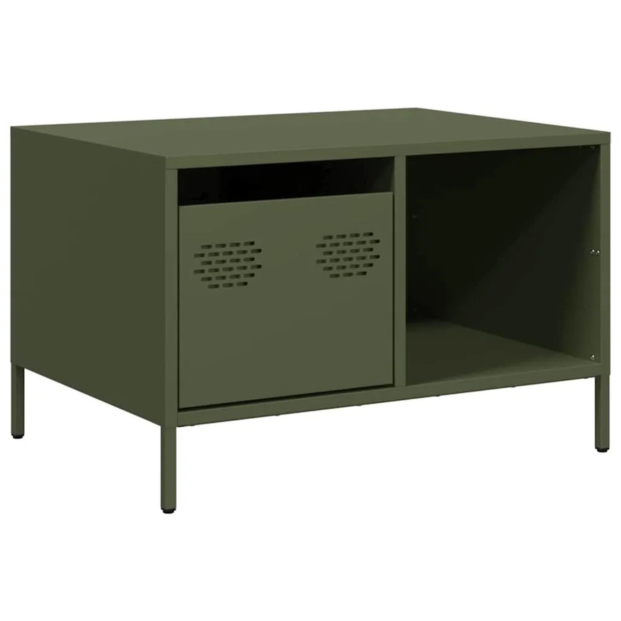 vidaXL Couchtisch in Olivgrün aus kaltgewalztem Stahl im Industrie-Stil, B/T/H: 68,5 x 50 x 43,5 cm - Bild 2