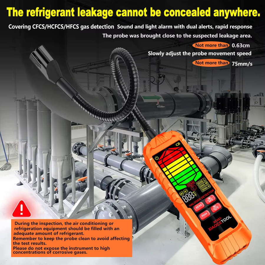 XIAOCETOOL Halogen-Lecksucher Gasdetektor für R22a, RH410A, R134A, R404A und MP39 in Orange - Bild 3
