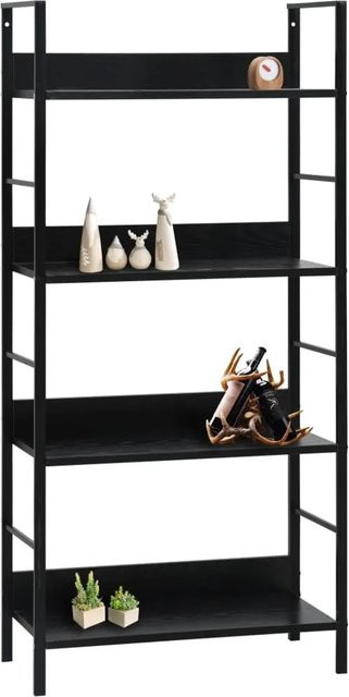 vidaXL Bücherregal im Industrial Design mit 4 Regalböden, Schwarz, B/T/H: 60 x 27,6 x 124,5 cm - Bild 1