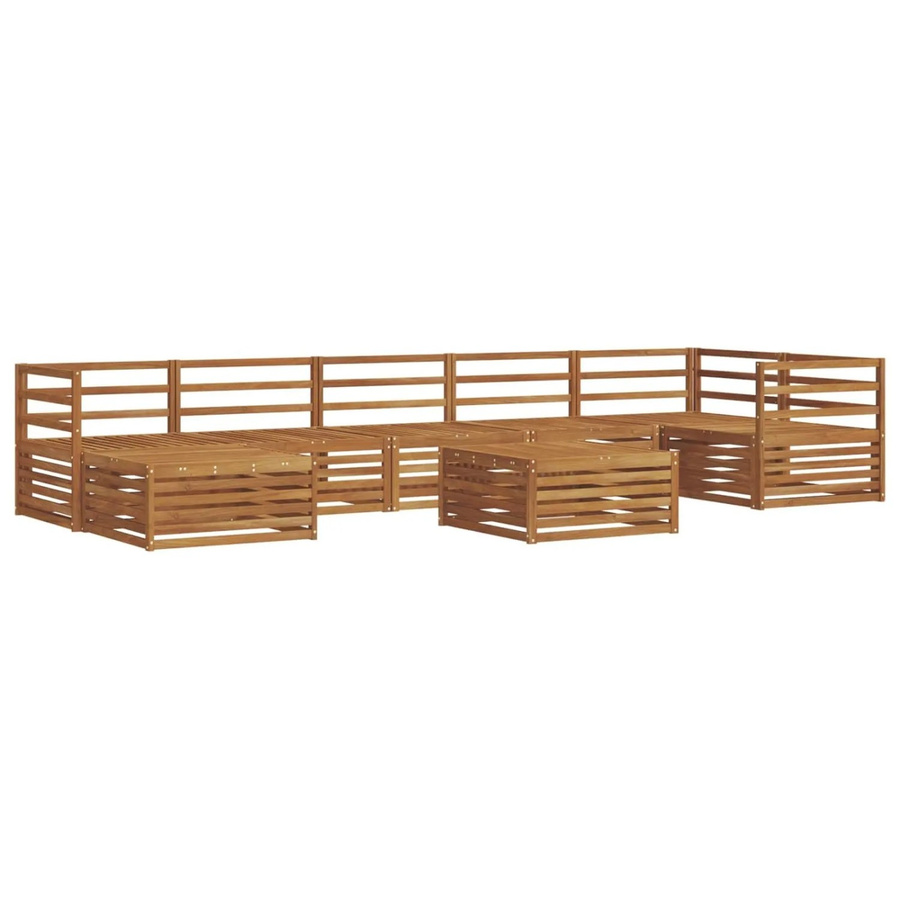vidaXL Sofagarnitur 8-teilig aus Massivholz Akazie in Braun, modernes U-Shape Set mit Tisch, Ecksofa, Mittelsitzen und Hocker - Bild 2