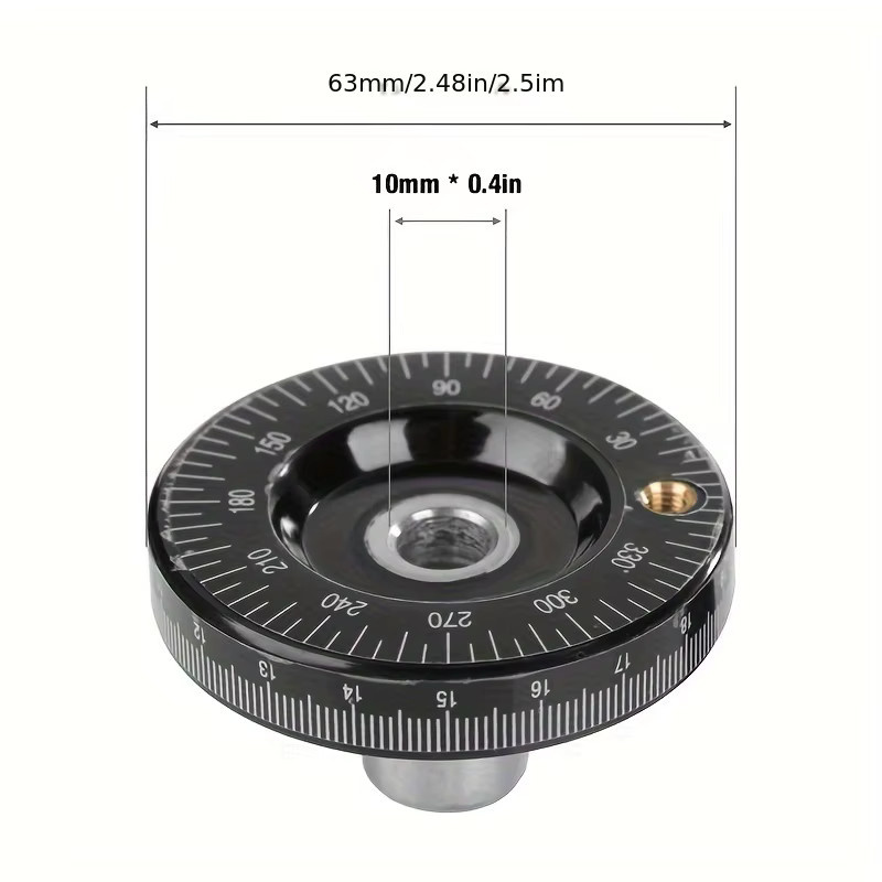 Präzisions-Handrad aus Metall in Schwarz mit 8/10mm Gewinde als manuelles Steuerwerkzeug für Schiebetische - Bild 2