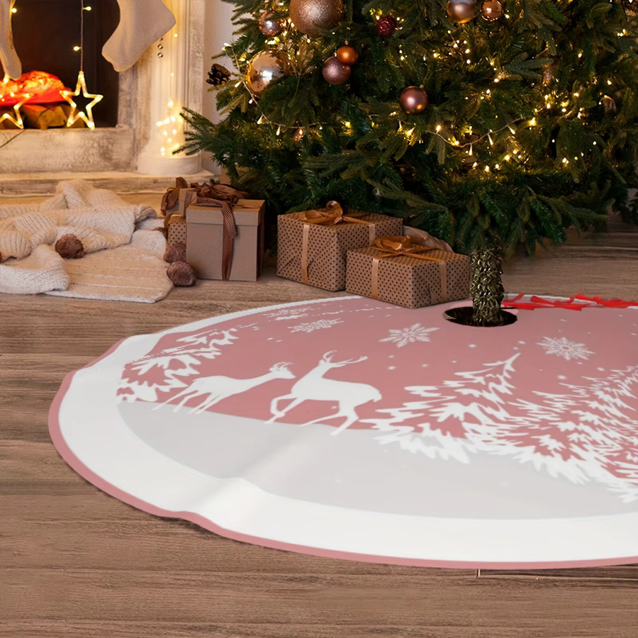 VIKAMA Weihnachtsbaumkleid mit rosa Hirsch-Motiv für Erwachsene - Bild 3