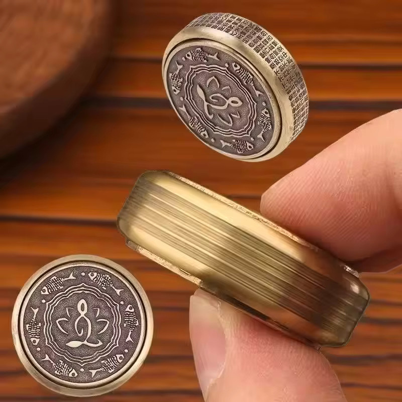 GUEN Messing Herz-Sutra Doppelseitiger drehbarer Buddha Fidget Spinner, Metall-EDC-Handspielzeug - Bild 2