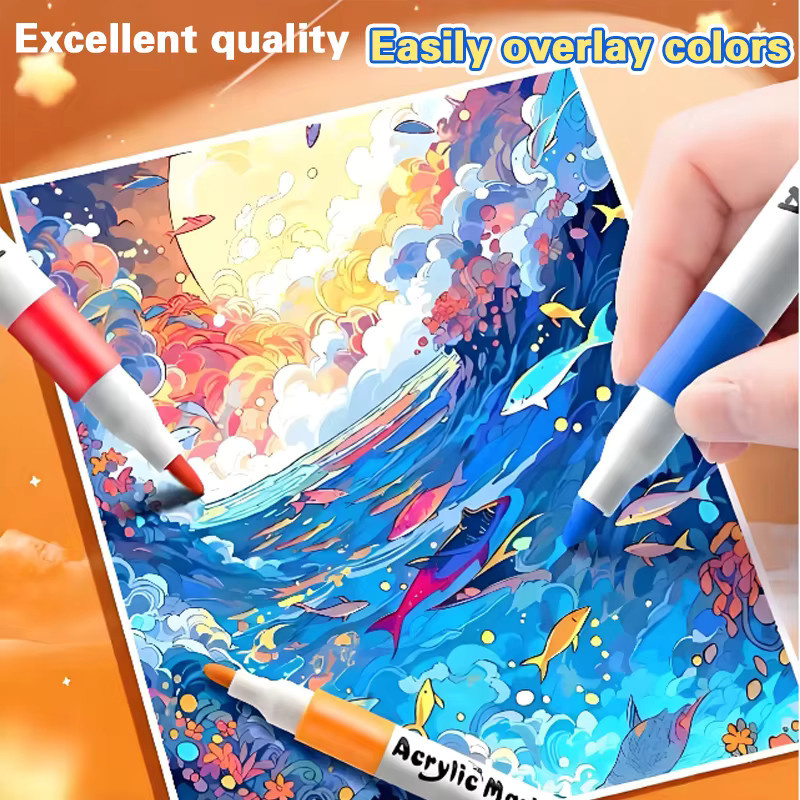 80 Farben Acryl-Markierungsstifte mit weichem Brush-Kopf, wasserfeste und undurchsichtige Kunst-Graffiti-Stifte in Multicolor - Bild 2