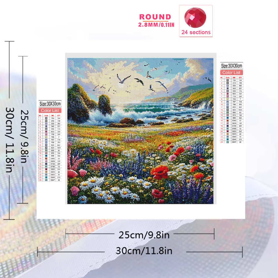 EverShine Diamond Painting Bastelset mit floralem Motiv in Multicolour, Mosaik-Stickerei mit runden Steinen zur Wanddekoration - Bild 2