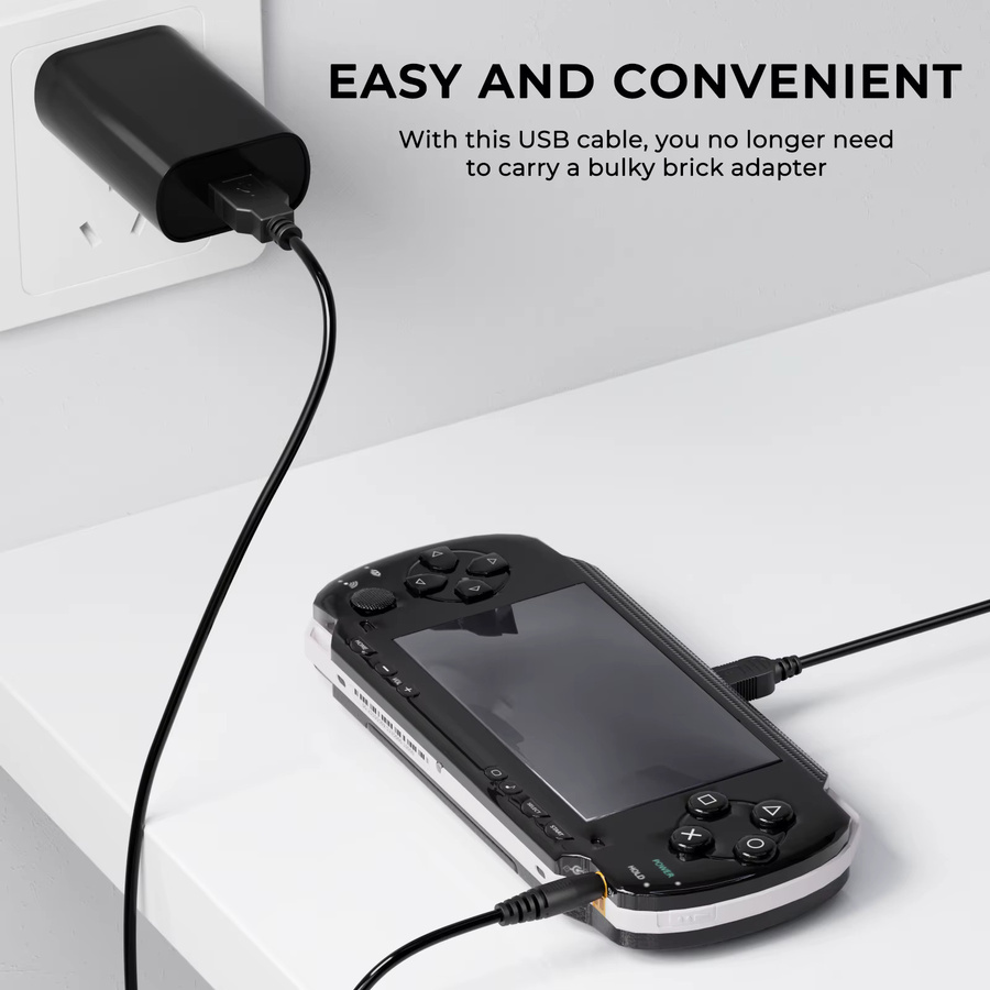 2 in 1 USB Ladekabel und Datenkabel für Sony PSP 1000 2000 3000 und PS3 Controller, Schwarz, Länge: 1,2 m - Bild 4