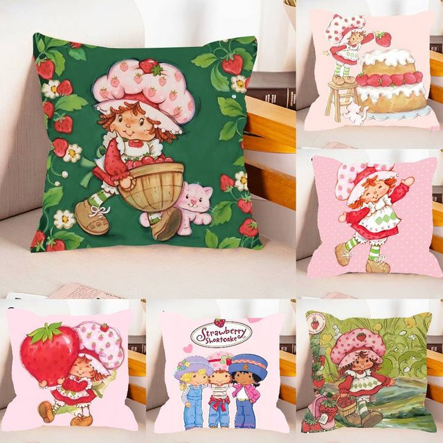 S-Strawberry S-Shortcake-eS Kissenbezug mit grafischem Muster in Grün, quadratisch, B/T/H: 40 x 40 x 40 cm - Bild 1