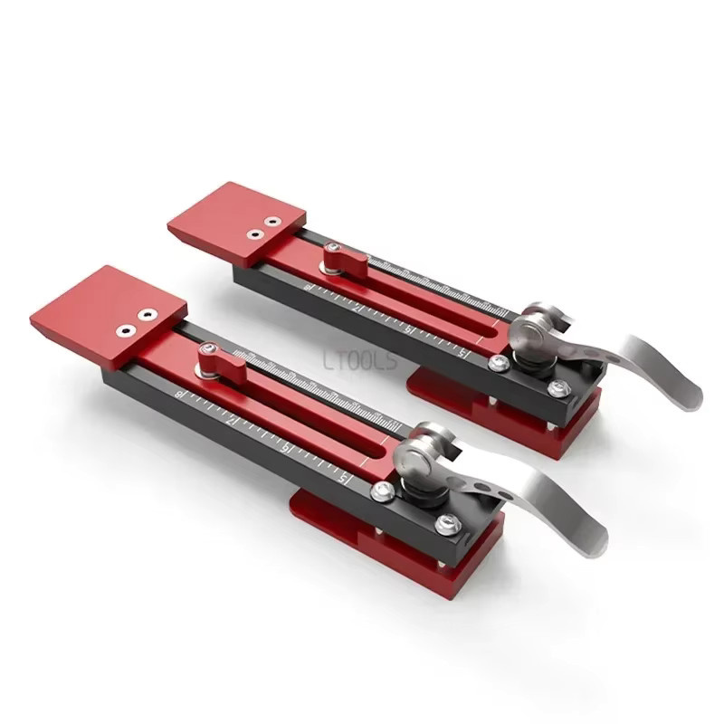 LTOOLS Präzisions-Wandpaneel-Installationswerkzeug Gecko Gauge aus Aluminium in Rot mit verstellbarer Stufenplatte und Doppelwaage für metrische und Zoll-Maße - Bild 3