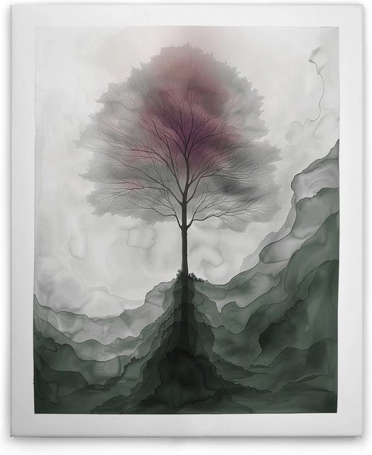 Tadessi Leinwandbild M1-No.52133 Abstrakt Baum in Grau, Grün und Multicolour, Breite: 40 cm, Höhe: 50 cm - Bild 1
