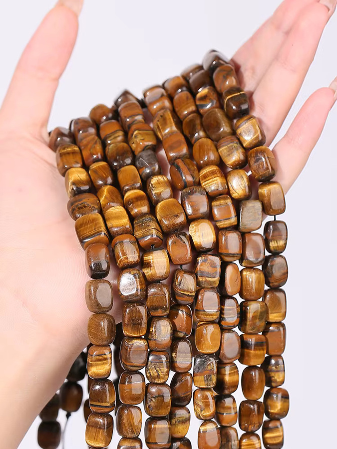 Distanzperlen Tigerauge, quadratisch, gelb, Unisex - Bild 6