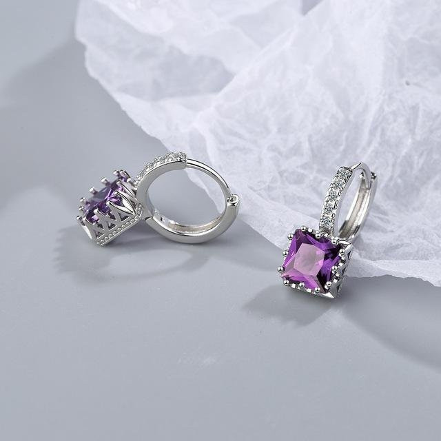 Ohrringe 925 Sterling Silber, rosa Kristall, Tropfen, Damen - Bild 1