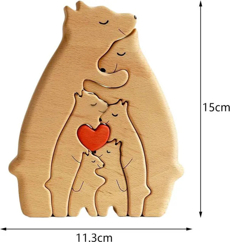 Love Home Garden Holzskulptur Bärenfamilie als DIY Holzkunst-Puzzle in Braun - Bild 1