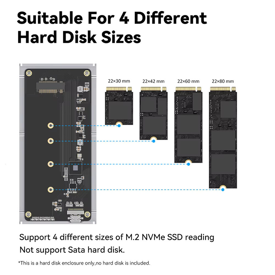 colorii.cc M.2 NVMe USB 4.0 SSD-Gehäuse mit Thunderbolt und USB-C, 40 Gbit/s, Farbe: Silber - Bild 4