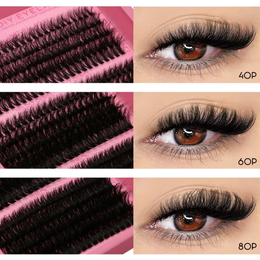 LIMEIKAI Wimpernbüschel, 300 Stück, Katzenaugen-Stil, 10-16mm, Pink - Bild 4