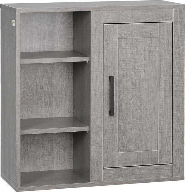 Aosom Badezimmerschrank Grau als Wandschrank mit 1 Schrank und 3 verstellbaren Regalen B/T/H: 48 x 20 x 50 cm - Bild 1