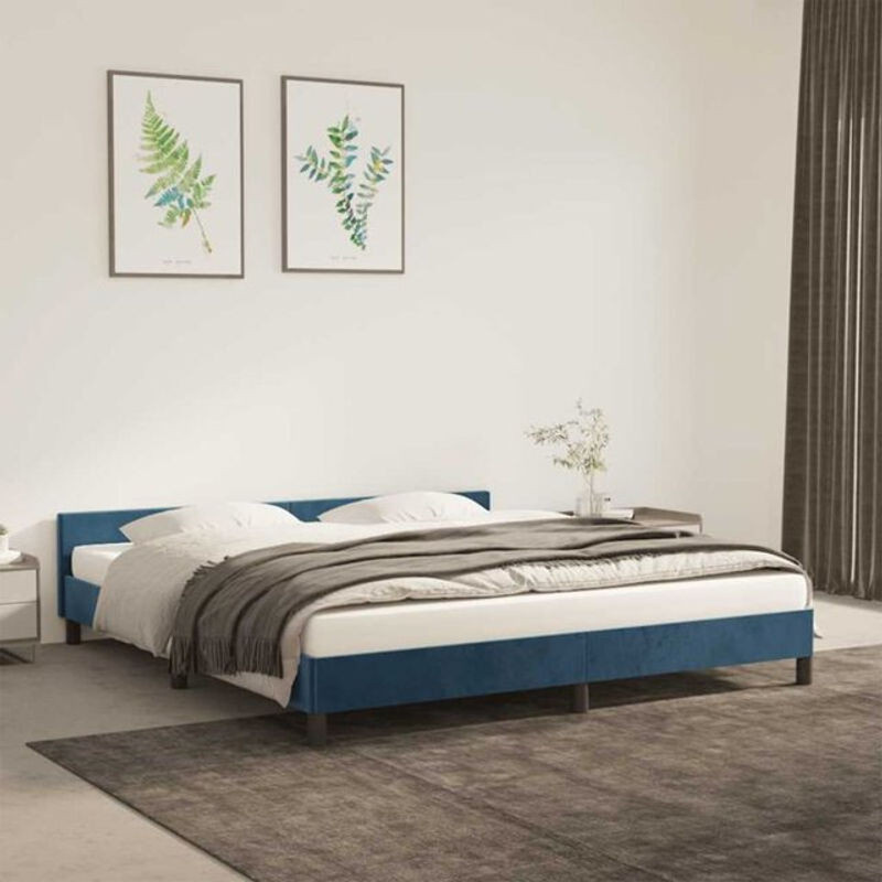 Vidaxl Polsterbett aus Samt in Blau, Modernes Bettgestell ohne Matratze, B/T: 180 x 200 cm - Bild 1