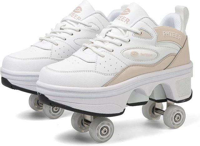 FANQISON Kinder-Rollschuhe mit Doppelrollen, Deformationsschuhe, khaki - Bild 1