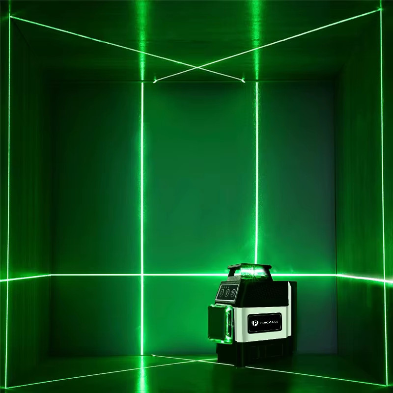 Pracmanu Mini 12-Linien-3D-Laser-Wasserwaage mit grünem Laserstrahl, 360° selbstnivellierender horizontaler und vertikaler Kreuzlinienlaser, Schwarz-Grün - Bild 5