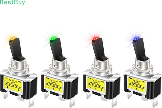 SHIDWJ Beleuchteter LED Kippschalter 12V 30A SPST ON/OFF 2 Position 3-Pin für Automotive und Flugzeuge in Rot und Schwarz - Bild 1