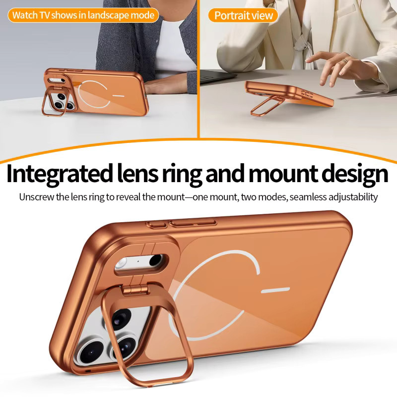 SUNWARD Magnetische Glas-Handyhülle für iPhone mit klappbarem Kameraständer und MagSafe Unterstützung in Blau - Bild 6